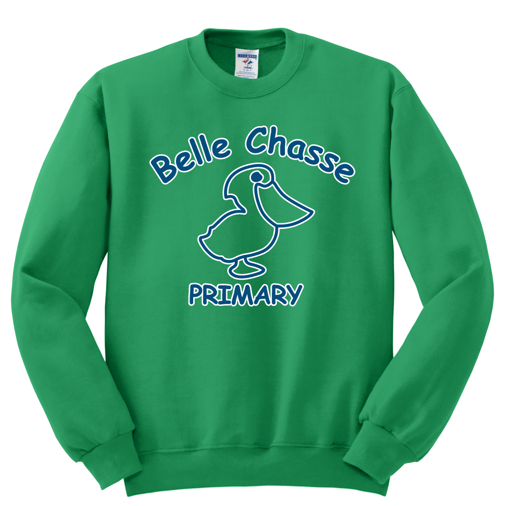 Belle Chasse Primary Full Chest Crew Sweatshirt - Kelly Green