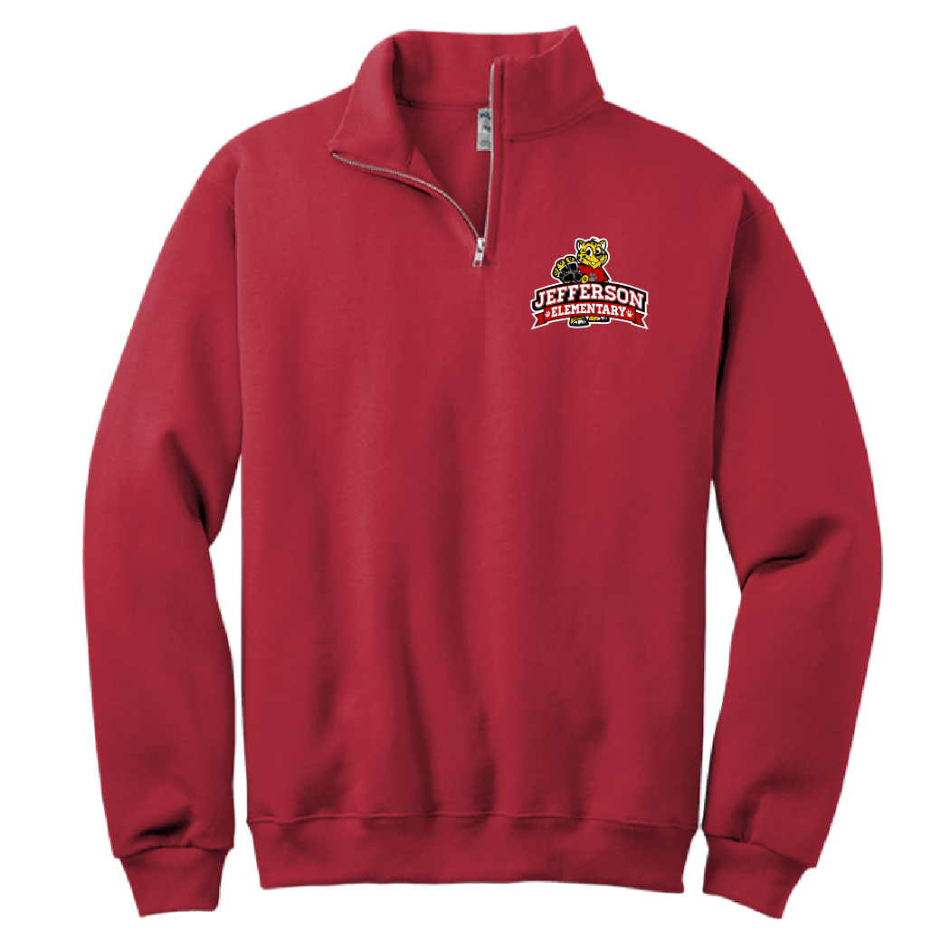 Jefferson Elementary School 1/4 Zip Sweatshirt - Red