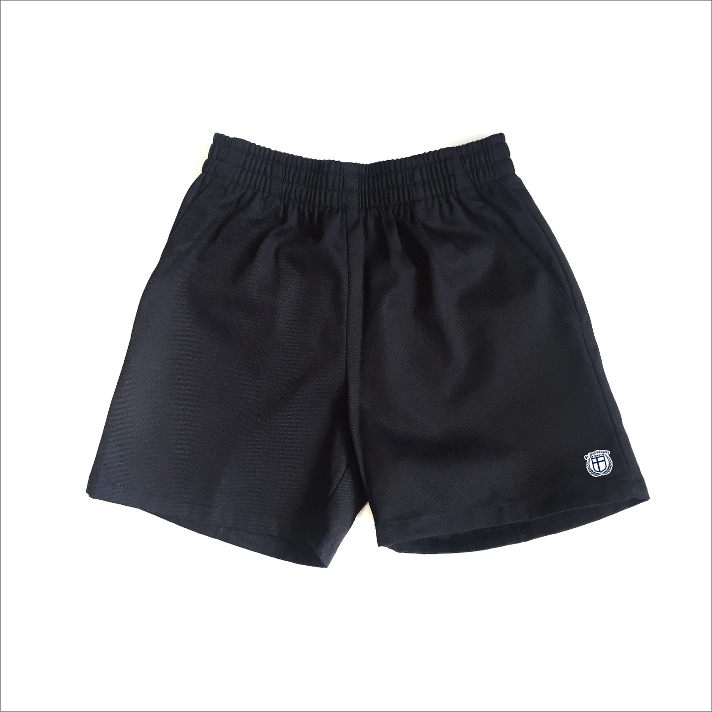 Pull On Shorts - Navy with St. Jane Frances logo