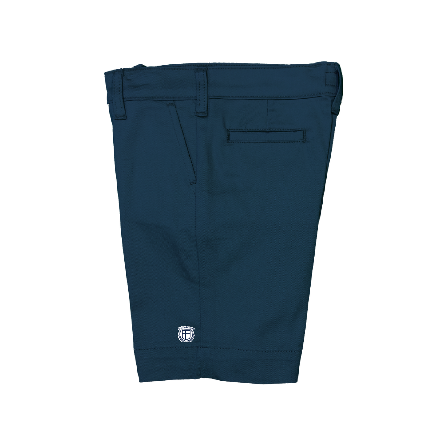 Little Girls Bermuda Shorts - Navy with St. Jane Frances logo