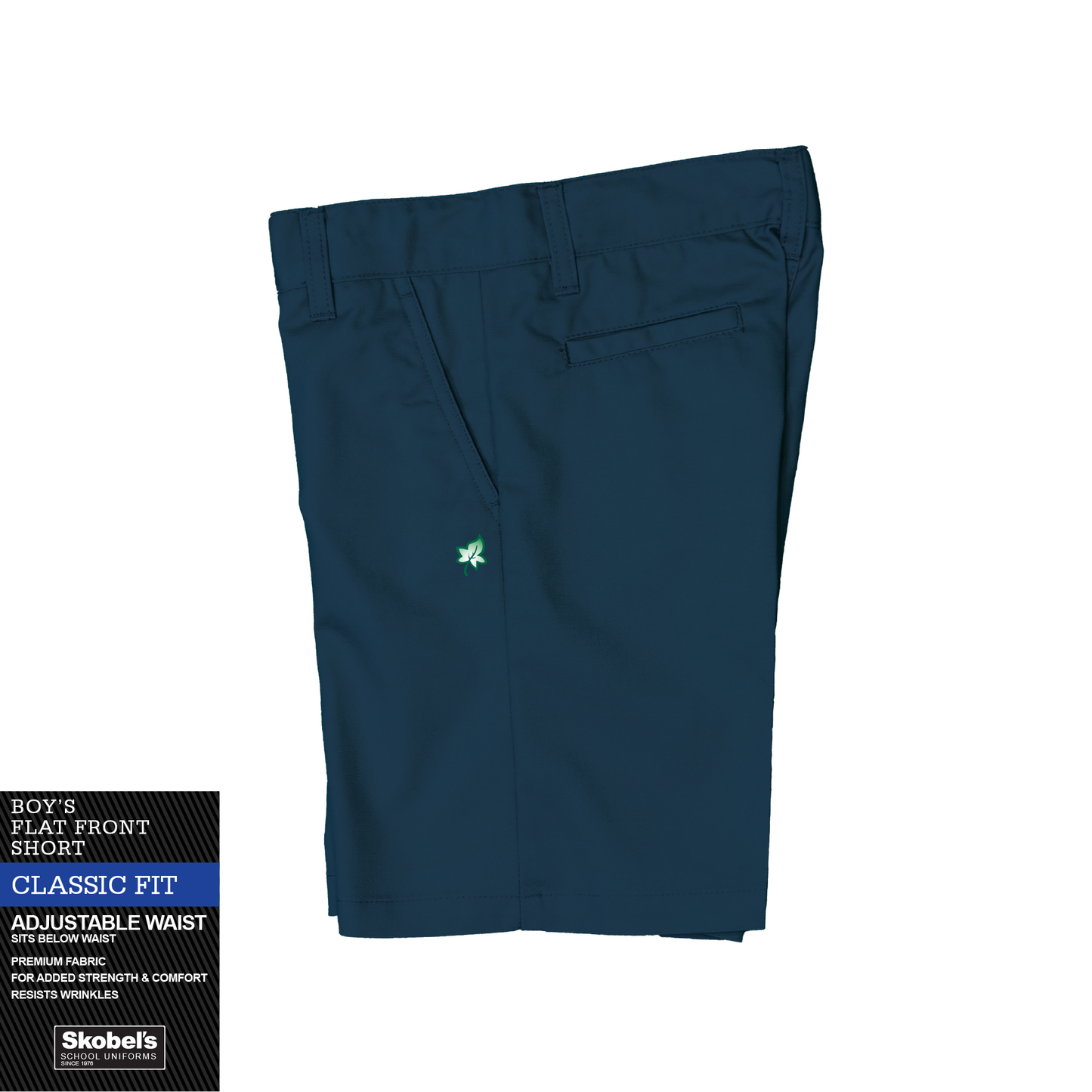 Classic Fit Husky Flexwaist Shorts - Navy with IvyCrest Montessori logo - Boys (All Ages)