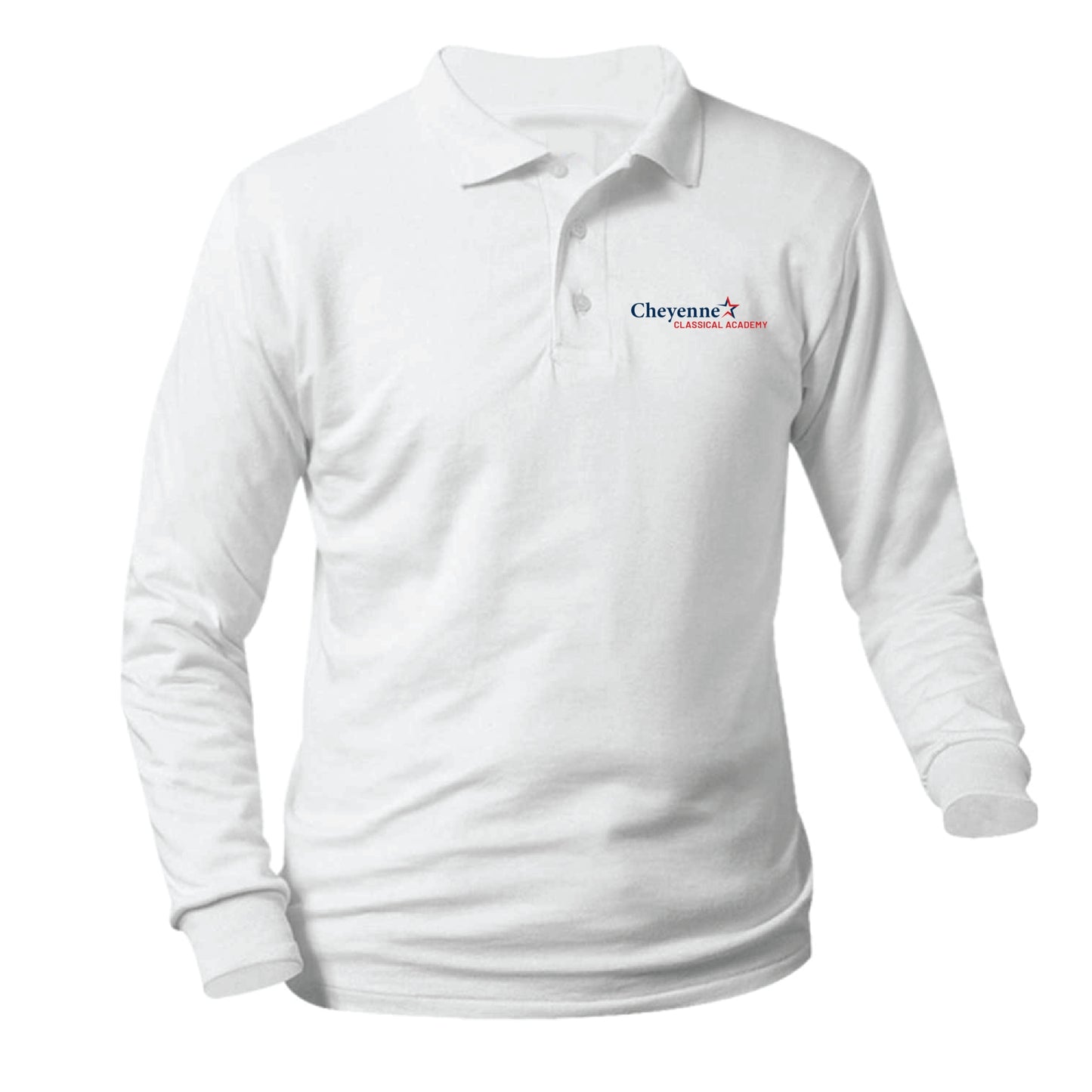 Cheyenne Classical Academy Longsleeve Pique Polo - White