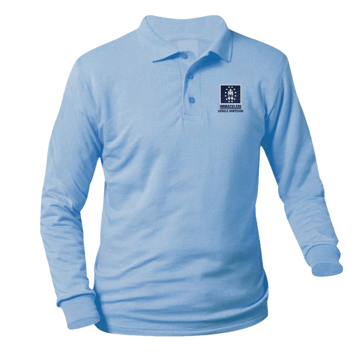 Immaculata Catholic Montessori Longsleeve Pique Polo - Light Blue
