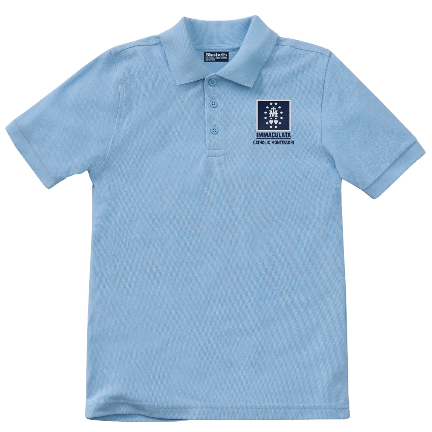 Immaculata Catholic Montessori Pique Polo - Light Blue