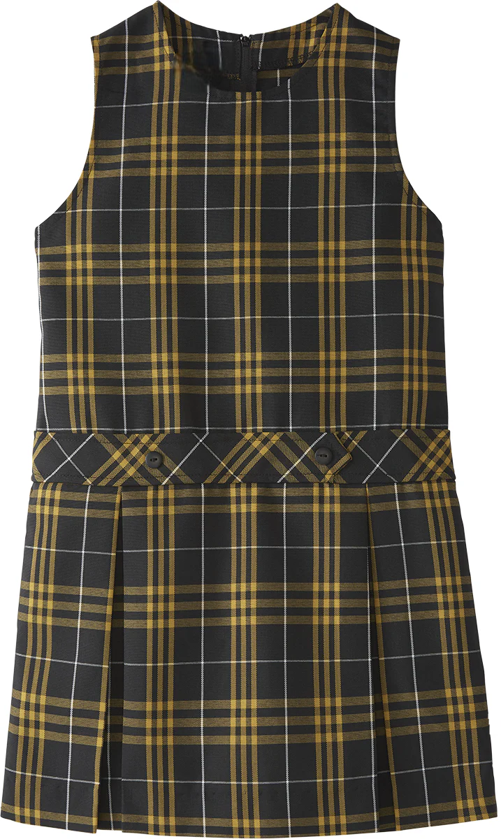 Knight Plaid Jewel Neck Drop Waist Jumper Knight Plaid Jewel Neck Drop Waist Jumper