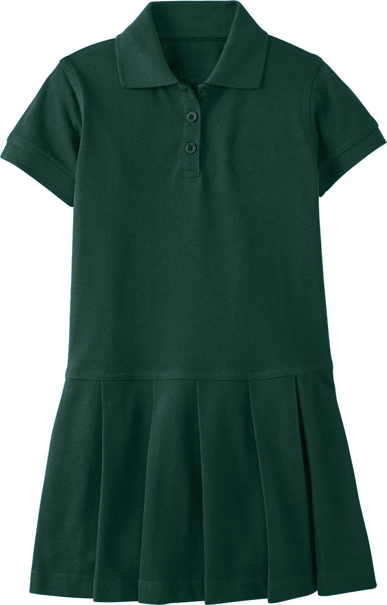 Plain Pleated Polo Dress - Dark Green Skobel's School Uniforms Plain Pleated Polo Dress - Dark Green Skobel's School Uniforms