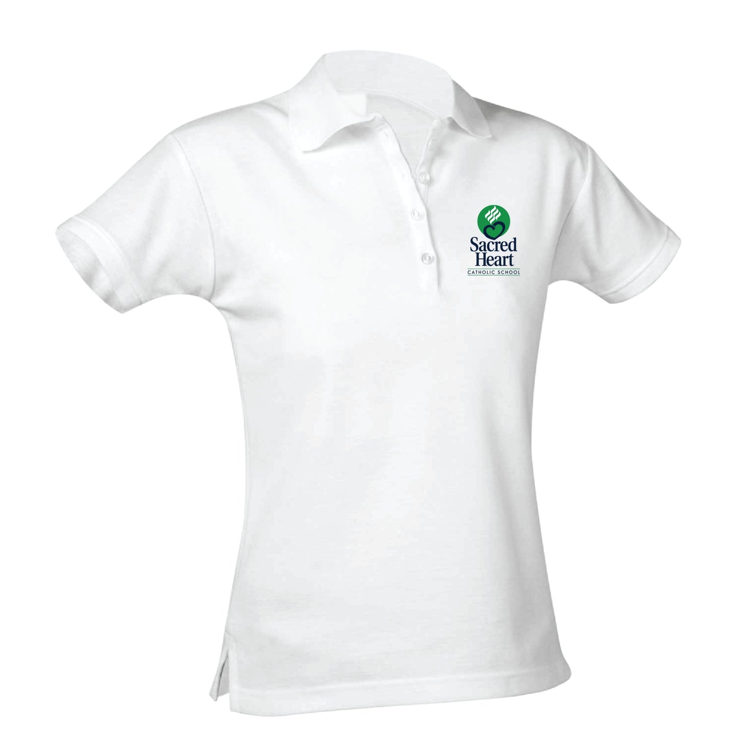 Sacred Heart Catholic School Feminine Fit Pique Polo - White