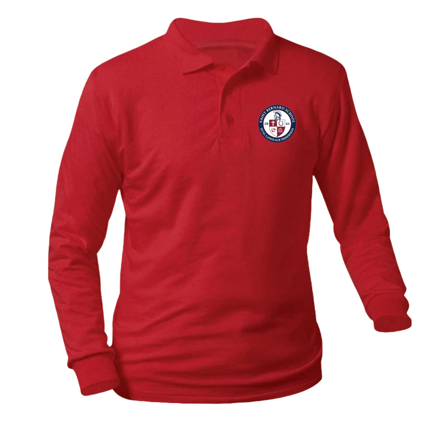 St. Bernard School Longsleeve Pique Polo - Red