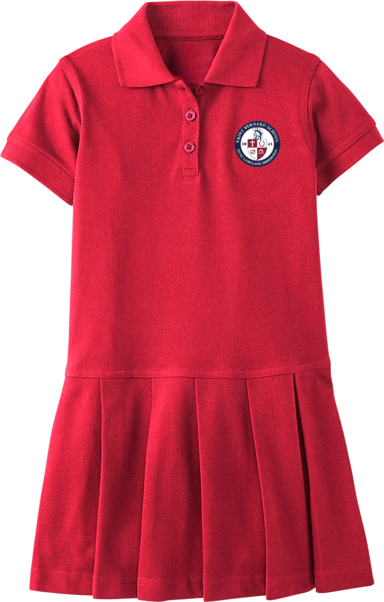 red polo uniform dress The Children's Place Toddler Girls Uniform Short Sleeve Pique Knit Polo Dress Red 3T