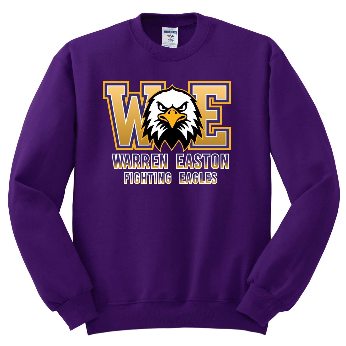 Warren Easton Crewneck Sweatshirt w/ Full Chest Fighting Eagles - Purple