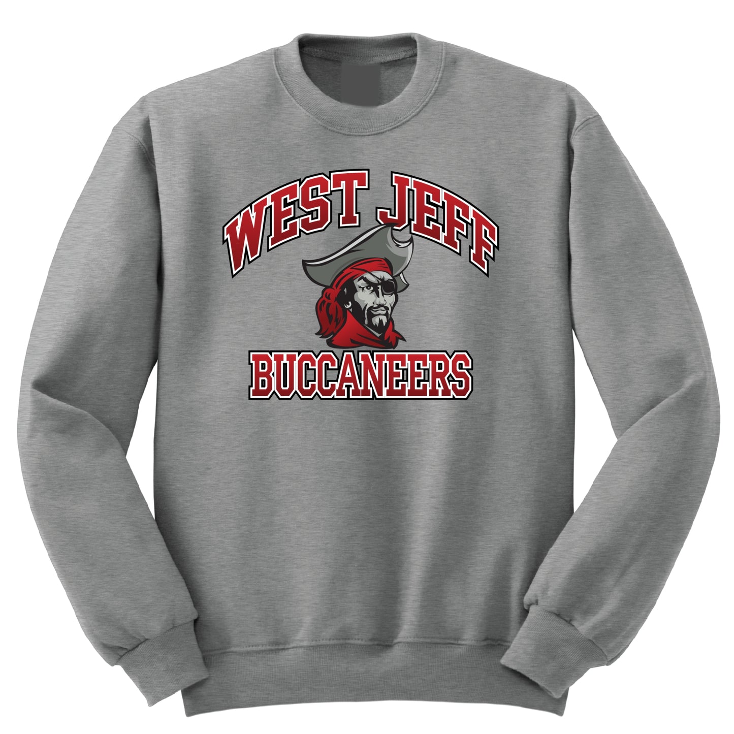 West Jefferson Buccaneers Grey Crew Sweatshirt