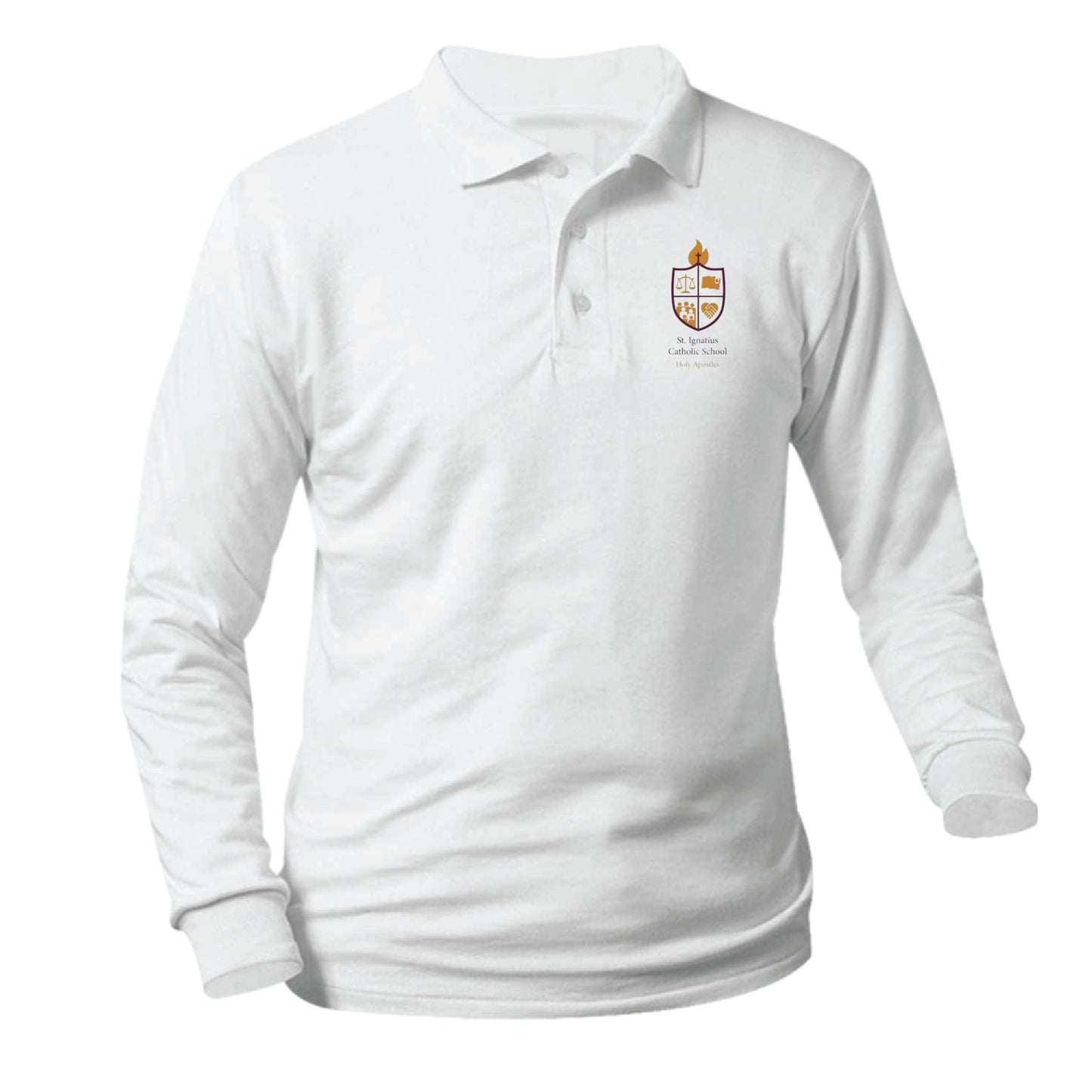 St. Ignatius Catholic School Longsleeve Pique Polo - White