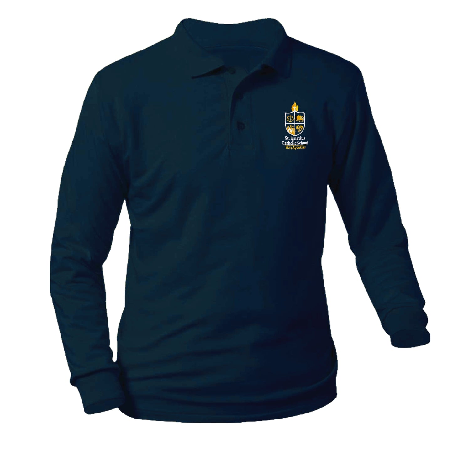 St. Ignatius Catholic School Longsleeve Pique Polo - Navy