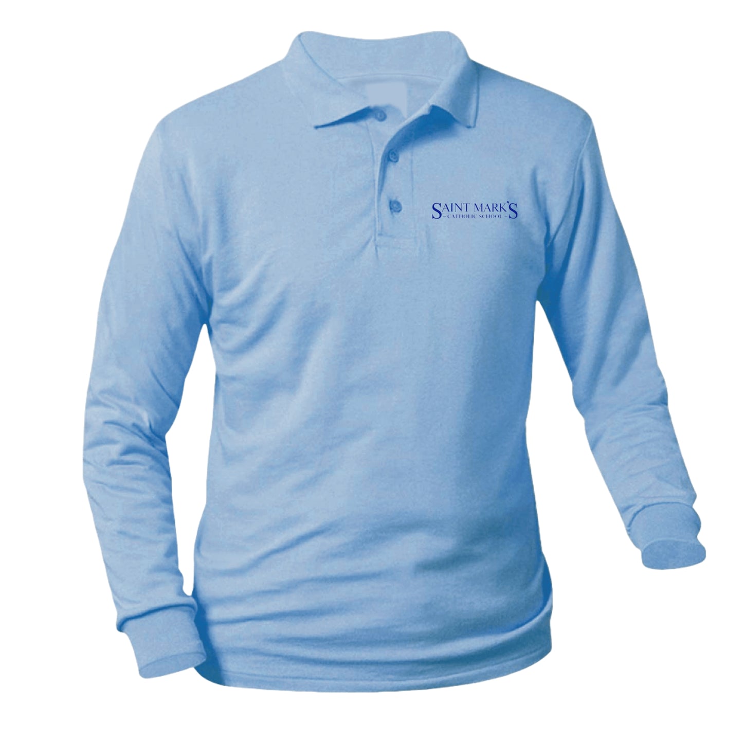 St. Mark's Catholic School Longsleeve Pique Polo - Lt. Blue