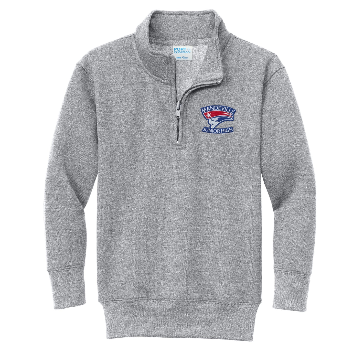 Mandeville Junior High 1/4 Zip Sweatshirt - Grey