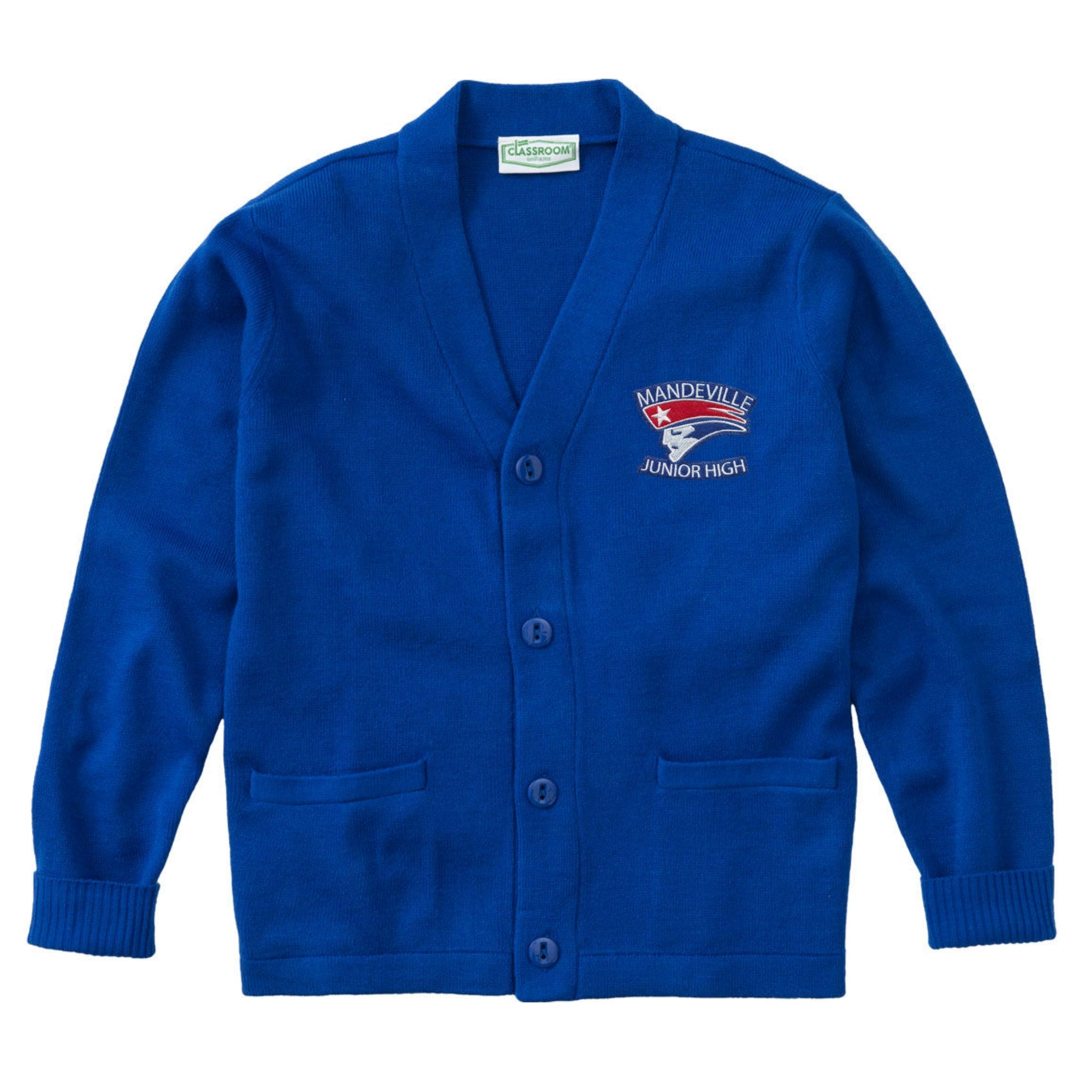 Mandeville Junior High Cardigan - Royal – Skobel's School Uniforms