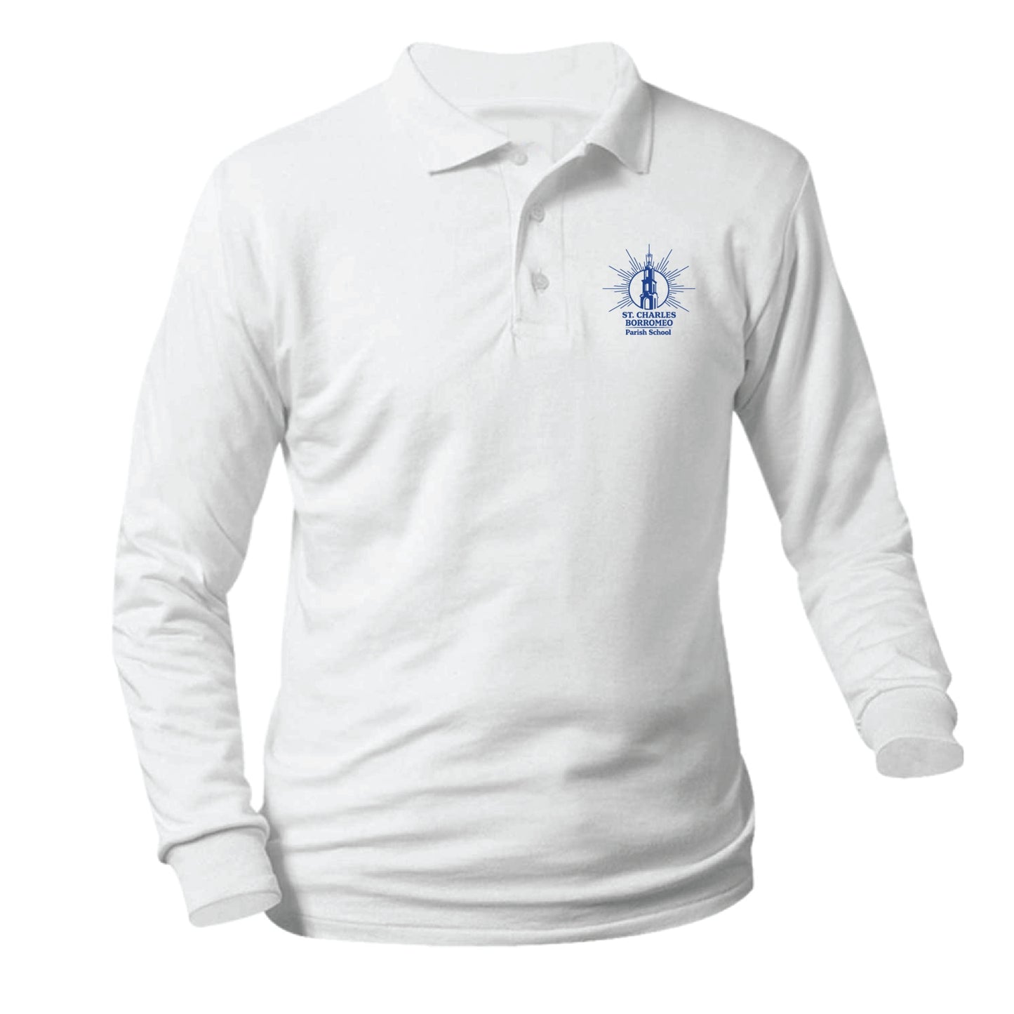 St. Charles Borromeo Longsleeve Pique Polo - White