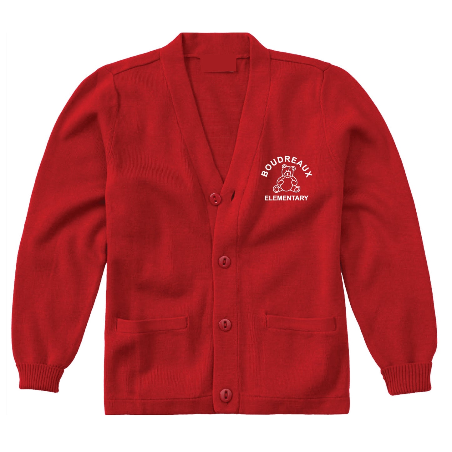 Boudreaux Elementary Cardigan - Red - All Grades