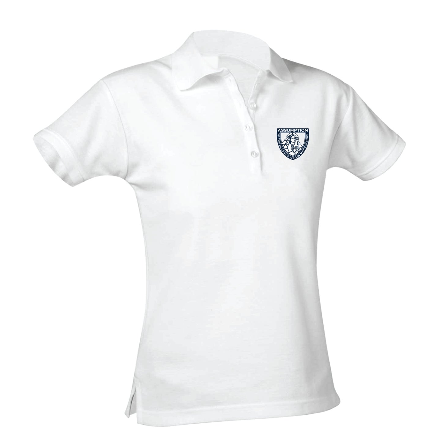 Assumption Of The Blessed Virgin Mary Feminine Fit Pique Polo - White