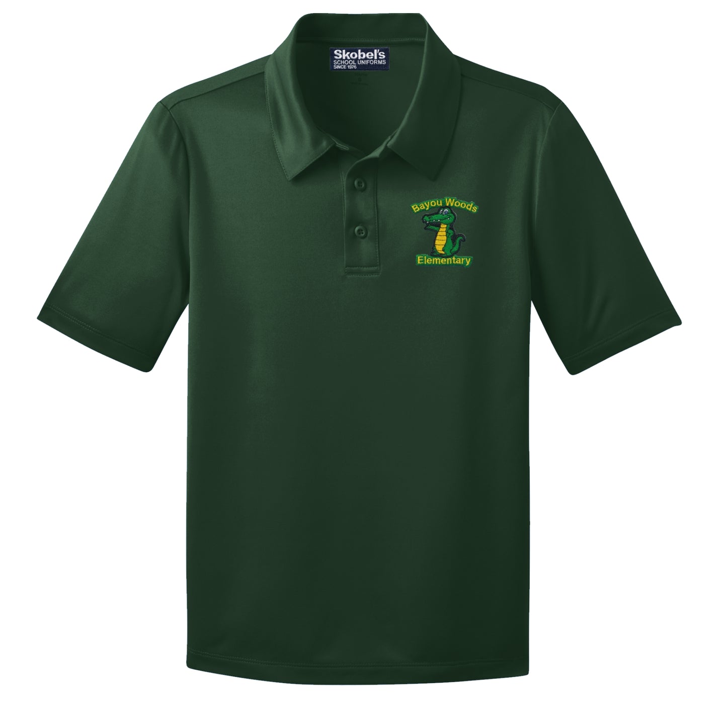 Bayou Woods Elementary Dryfit Polo - Dark Green