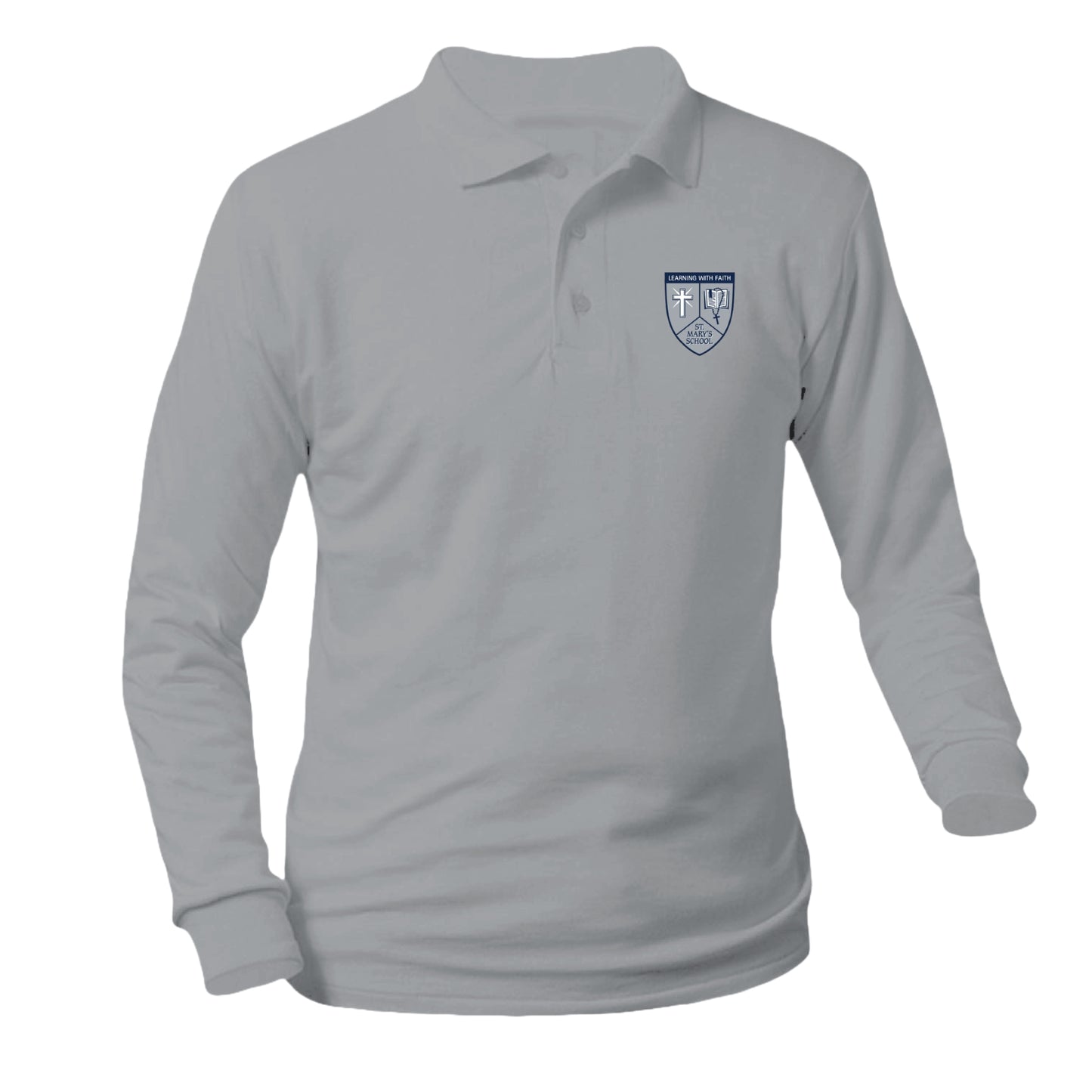 St. Mary of the Assumption School Longsleeve Pique Polo - Grey