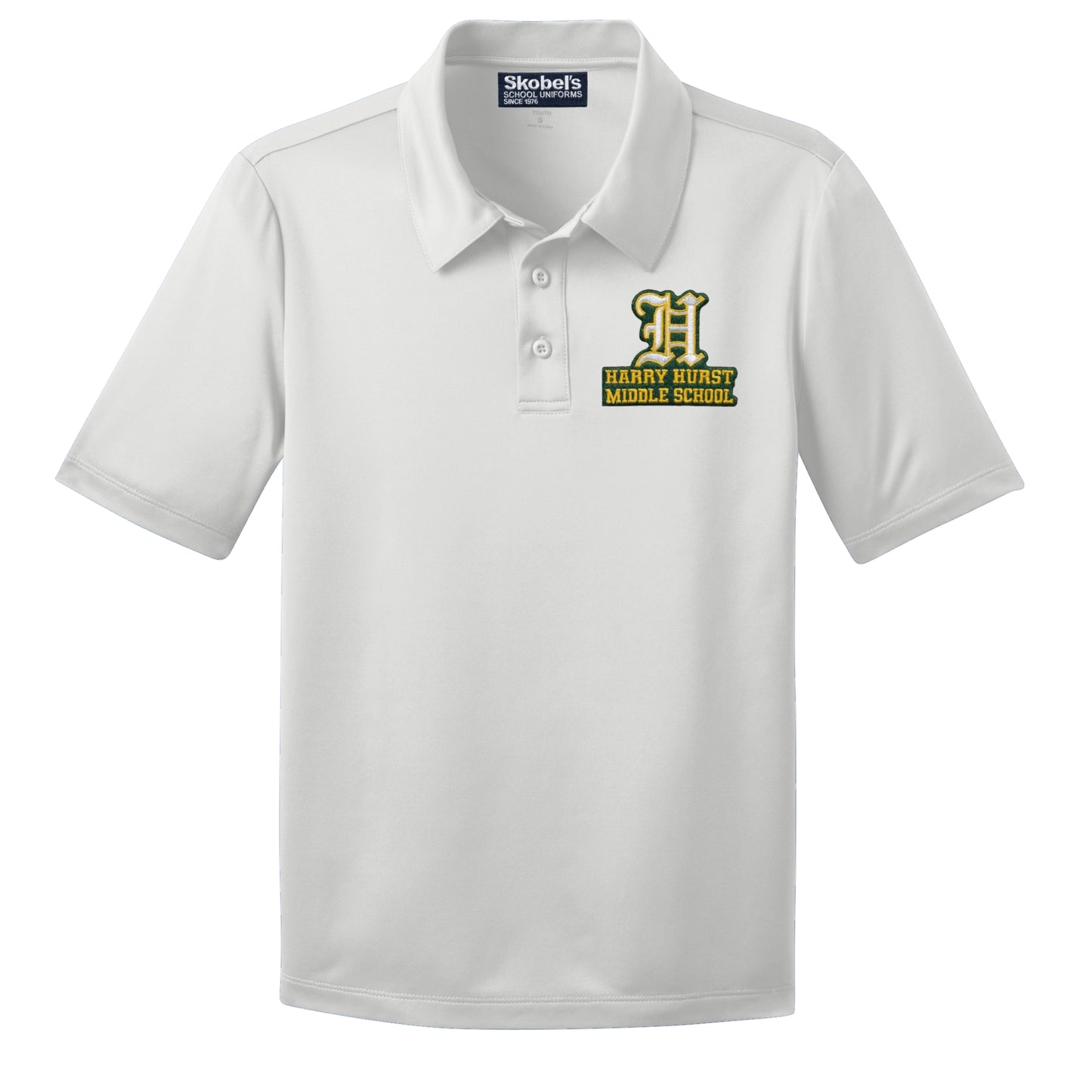 Harry Hurst Middle School Dryfit Polo - White