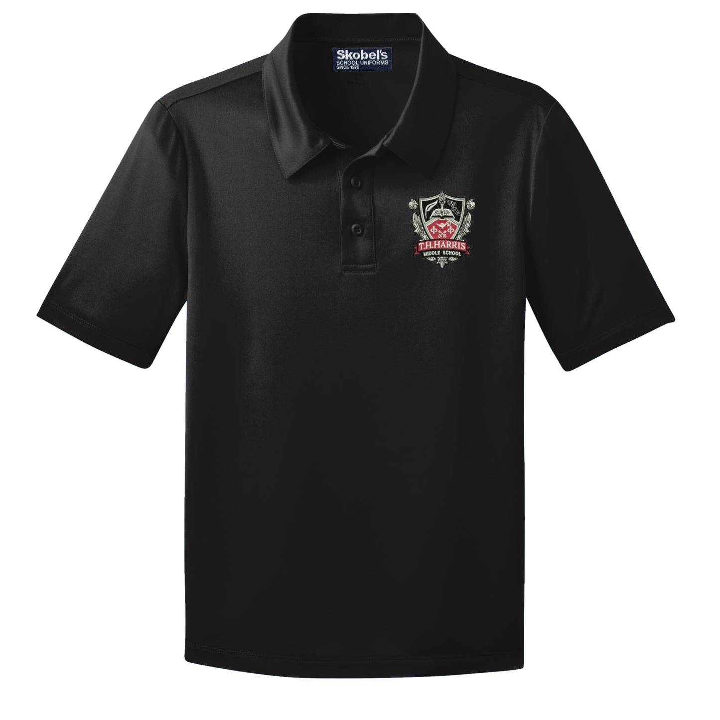 TH Harris Middle School Black Dryfit Polo