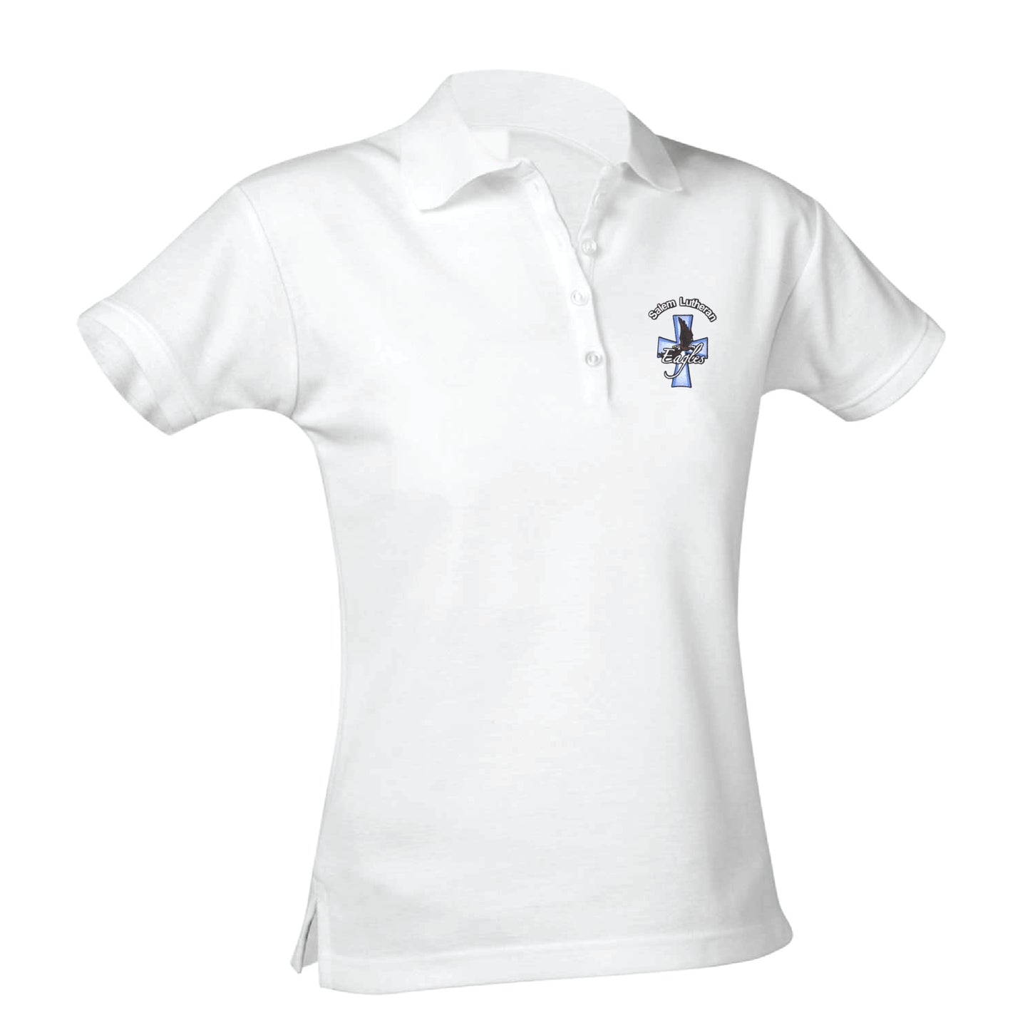 Salem Lutheran School Feminine Fit Pique Polo - White