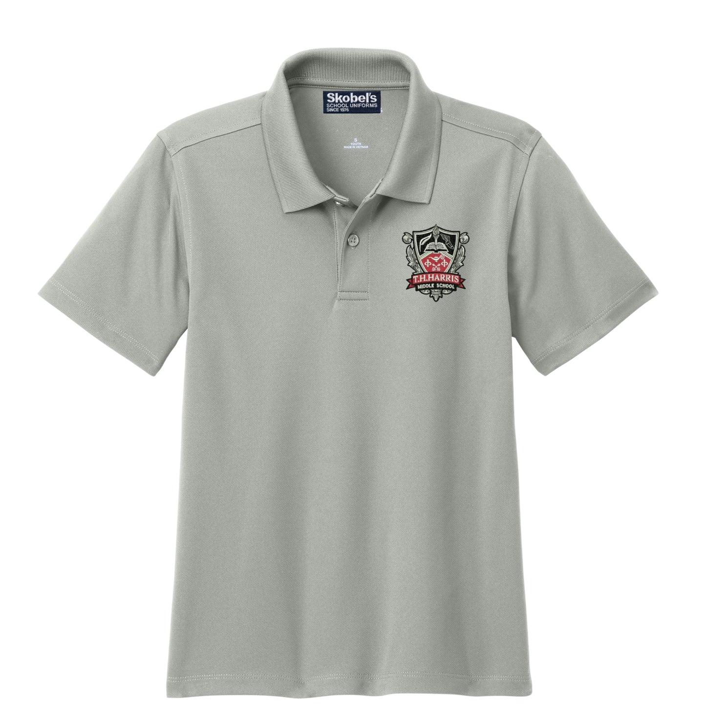 TH Harris Middle School Grey Dryfit Polo