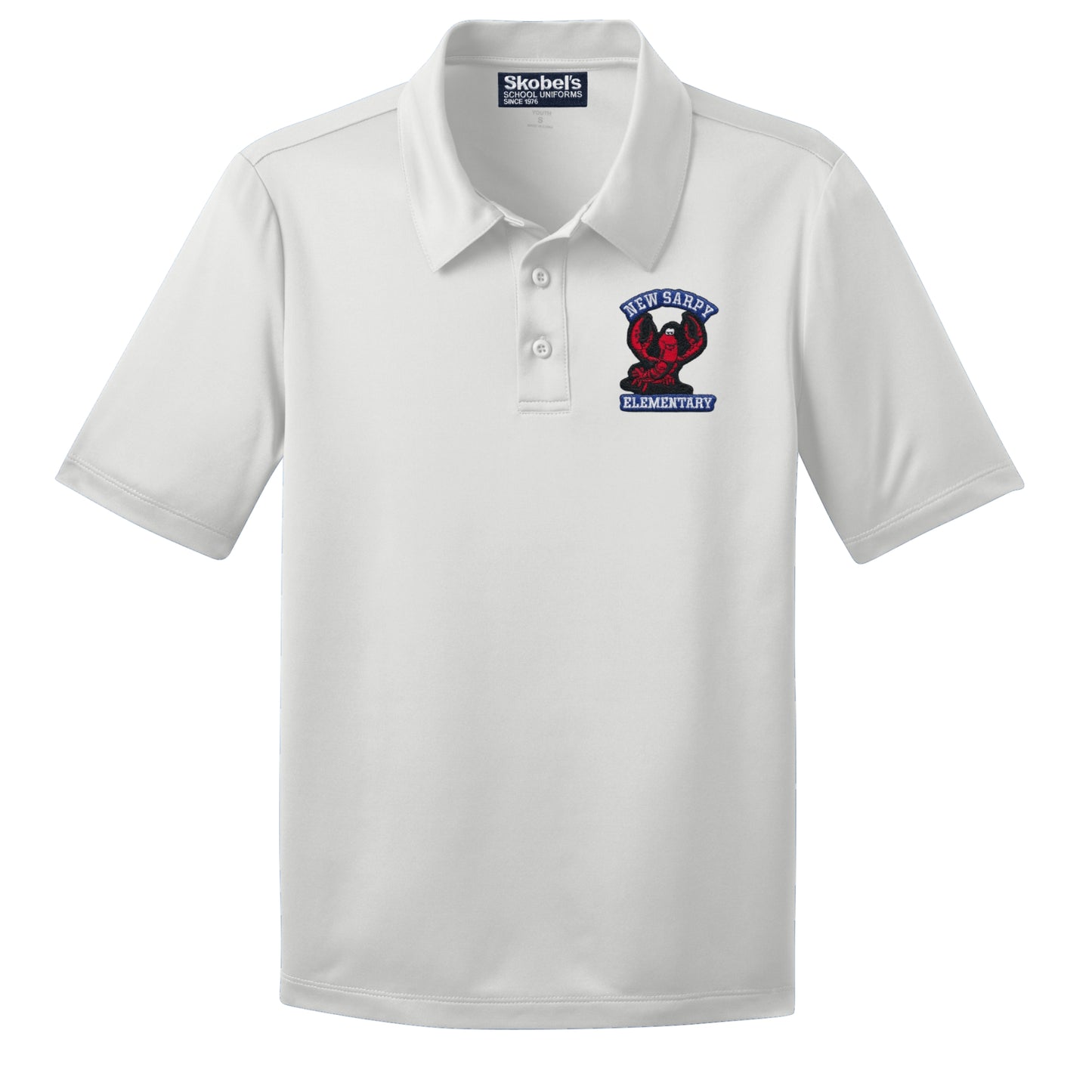 New Sarpy Elementary School Dryfit Polo - White