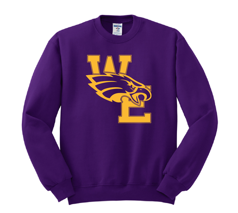 Warren Easton Crewneck Sweatshirt w/ Full Chest Eagle - Purple - All Grades