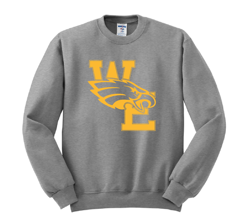 Warren Easton Crewneck Sweatshirt w/ Full Chest Eagle - Grey - All Grades