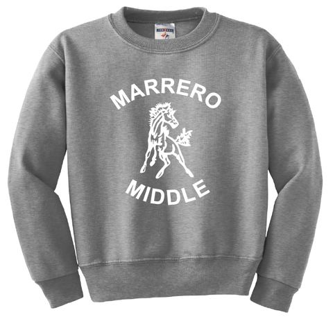 Marrero Middle Full Chest Crew Sweatshirt - Grey - All Grades