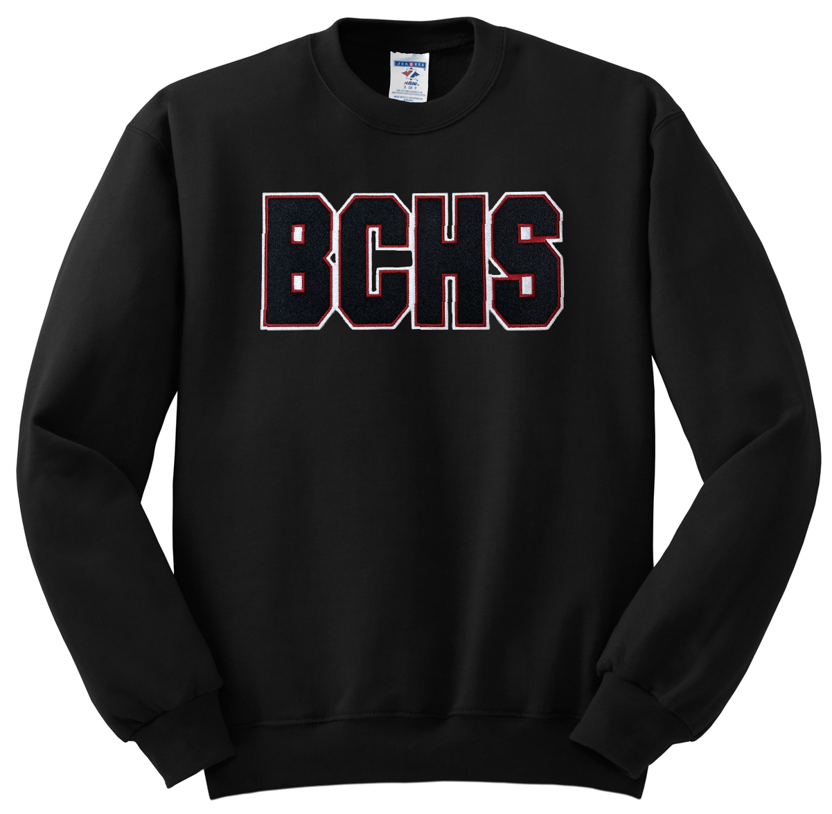 Belle Chasse High Full Chest Patch BCHS Crew Sweatshirt - Black