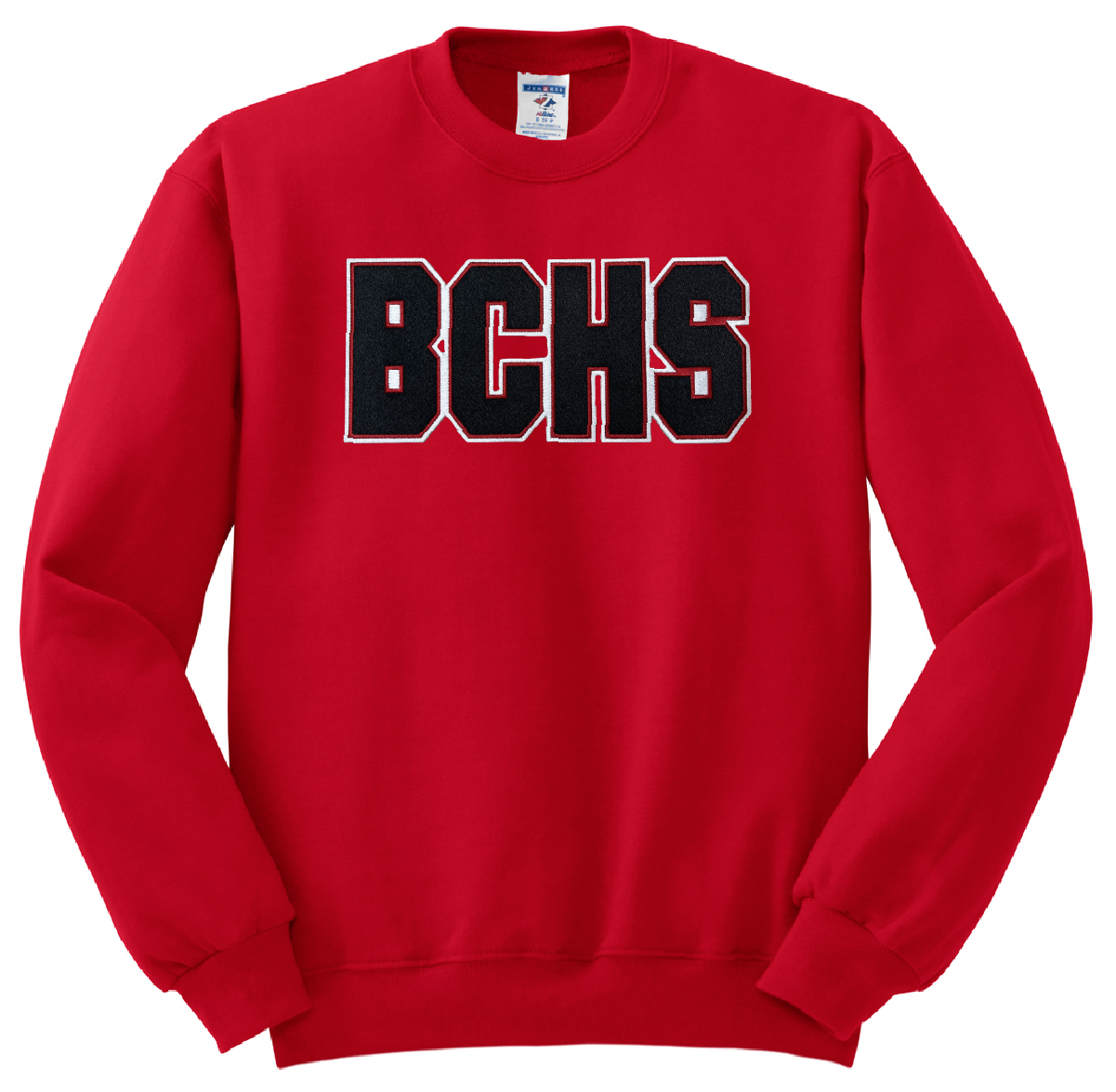 Belle Chasse High Full Chest Patch BCHS Crew Sweatshirt - Red