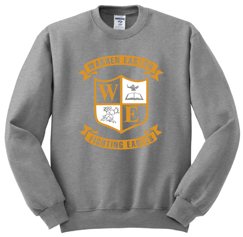 Warren Easton Crewneck Sweatshirt w/ Full Chest Crest - Grey - All Grades