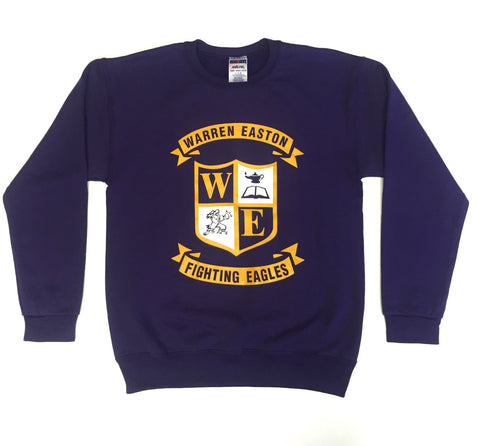 Warren Easton Crewneck Sweatshirt w/ Full Chest Crest - Purple - All Grades