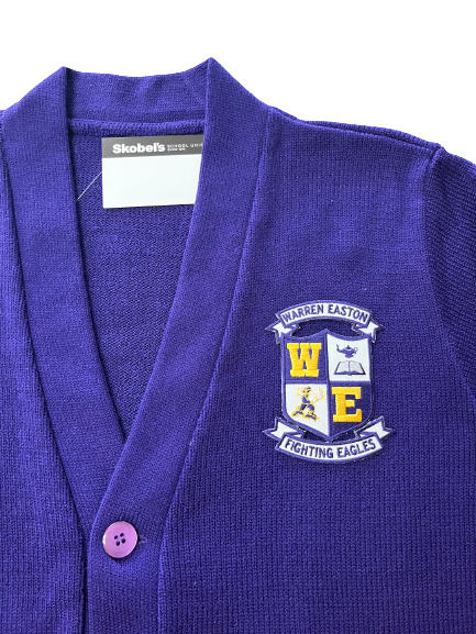 Warren Easton High Purple Cardigan Sweater w/ Crest