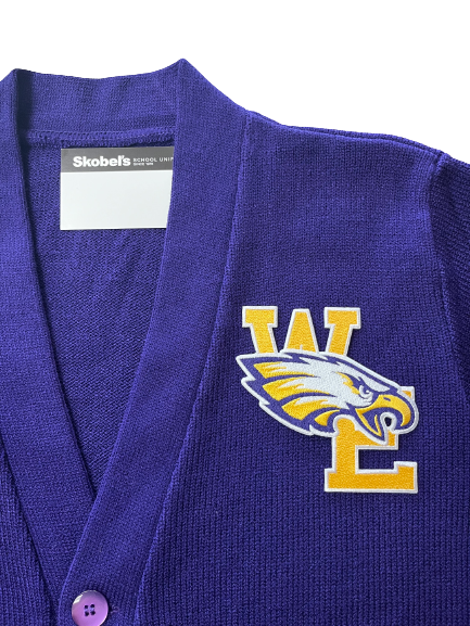 Warren Easton High Purple Cardigan Sweater w/ Eagle