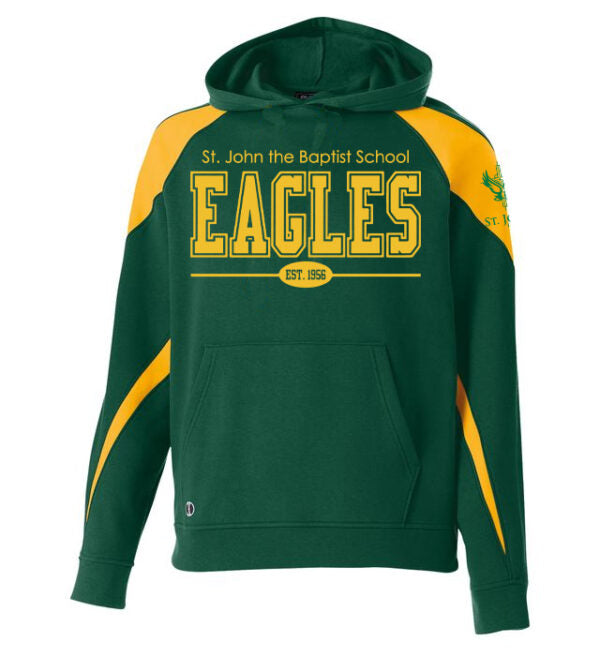 SJBS Eagles Green and Yellow Hooded Sweatshirt (adult sizes only) (with logo)