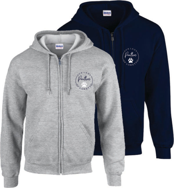 NEW OLL Panthers Full-Zip Hooded Sweatshirt (with logo) - Grey