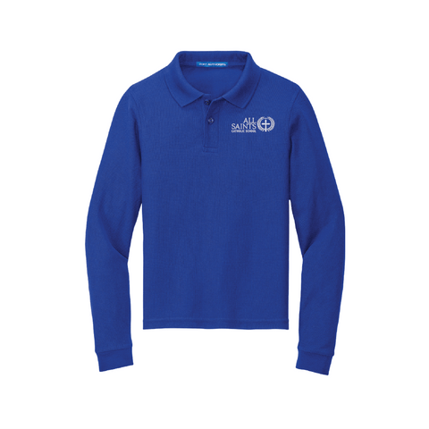 All Saints School Longsleeve Pique Polo - Royal - Style Y500LS