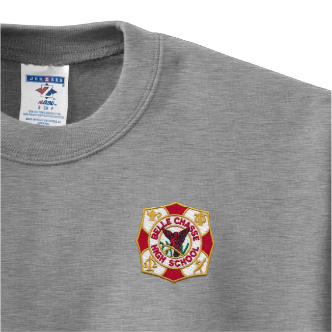 Belle Chasse High Pocket Crest Crew Sweatshirt - Grey