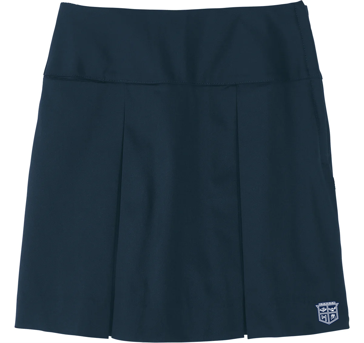 Drop Yoke Kick Pleat Skort - Navy with Mary Immaculate logo