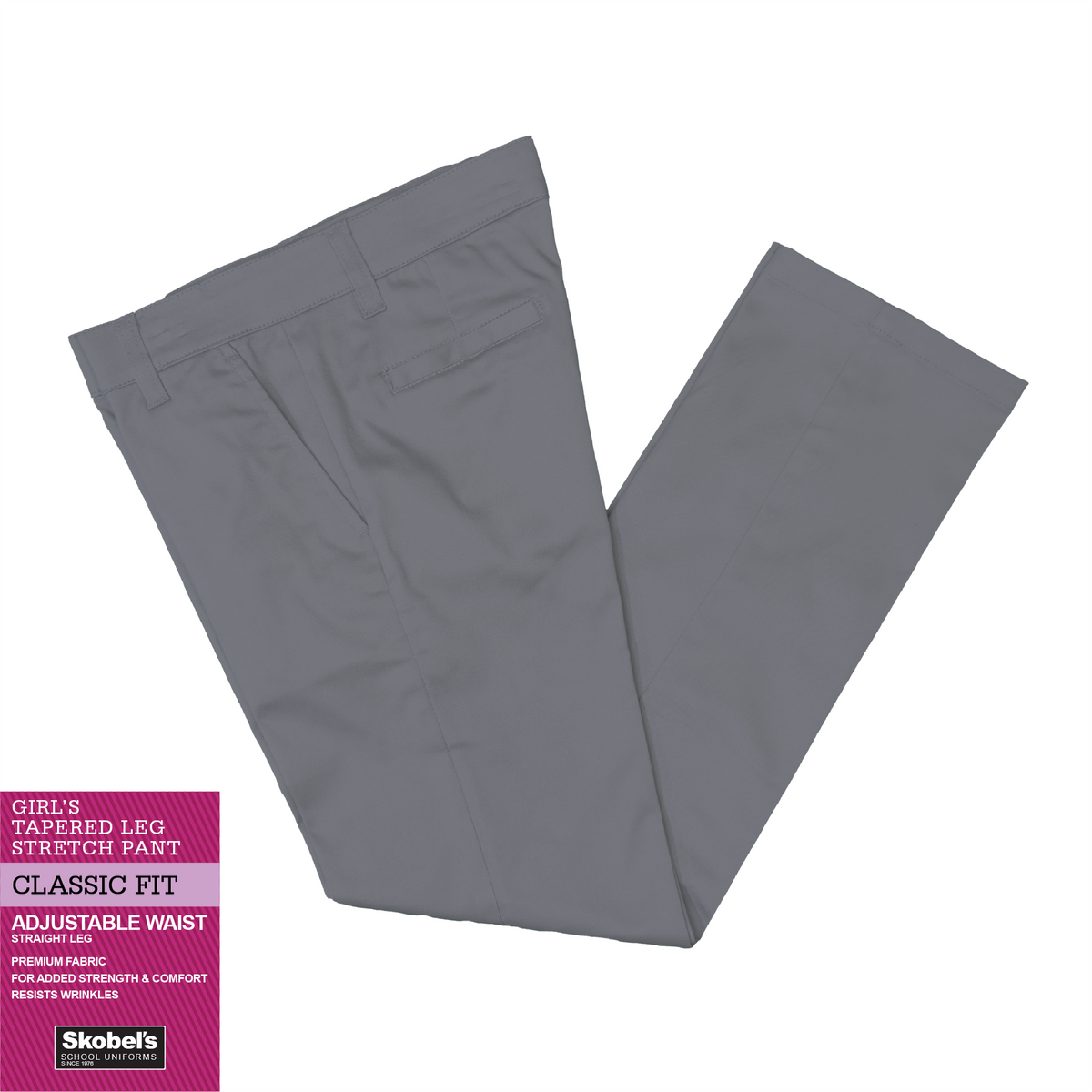 Girls Classic Fit Tapered Leg Stretch Pant - Grey with St. Charles Borromeo logo