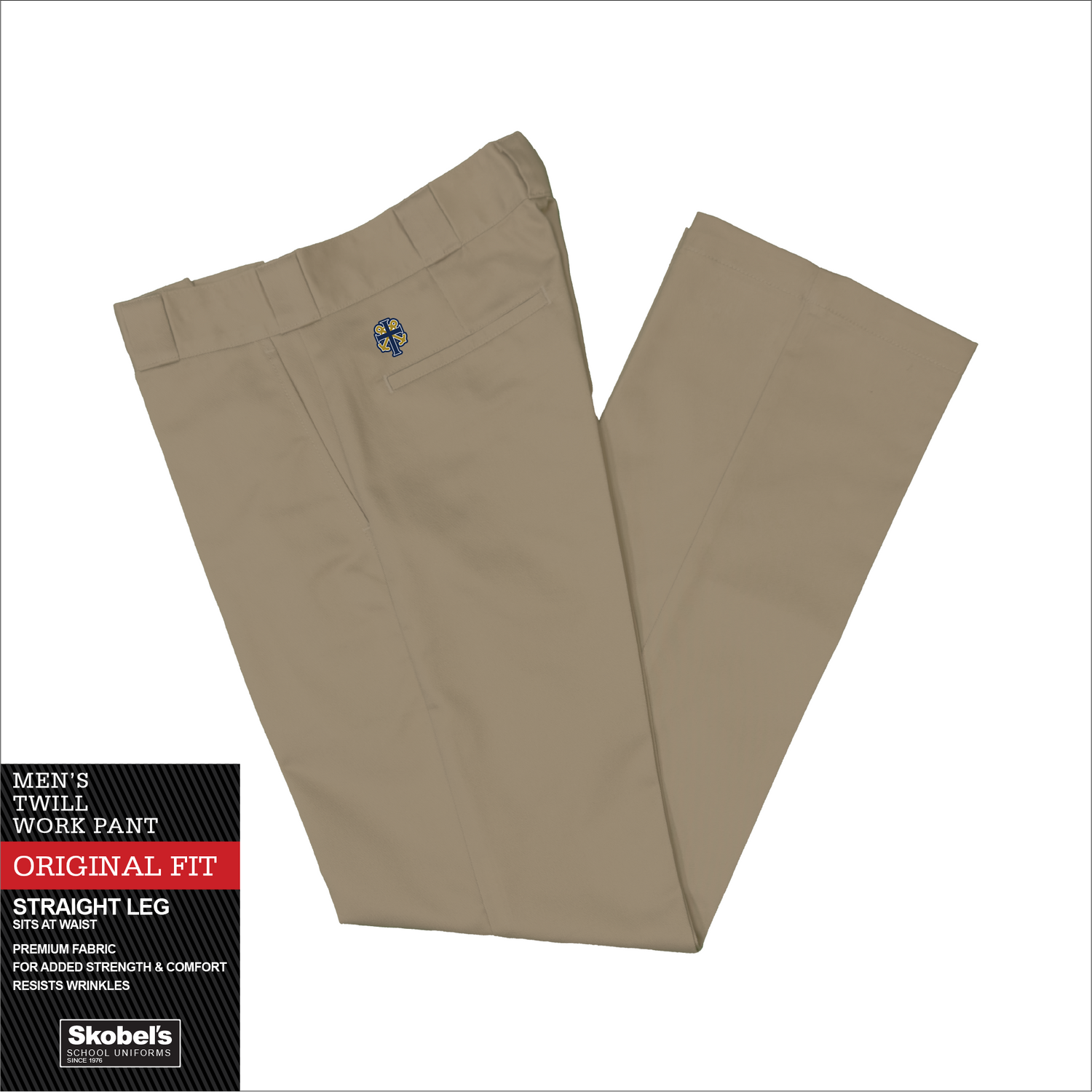 Mens Classic Fit Pants - Khaki with Holy Cross logo