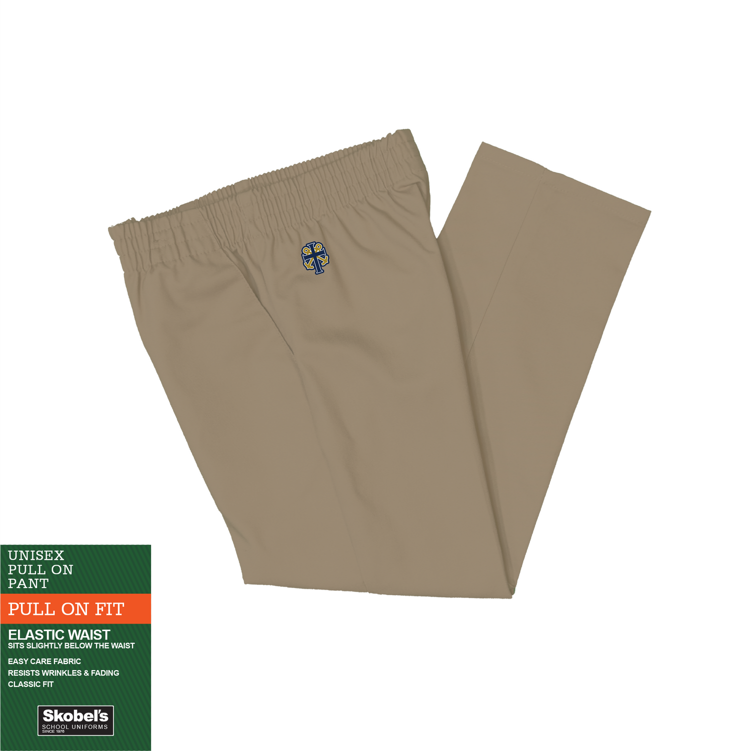 Pull On Pants - Khaki with Holy Cross logo