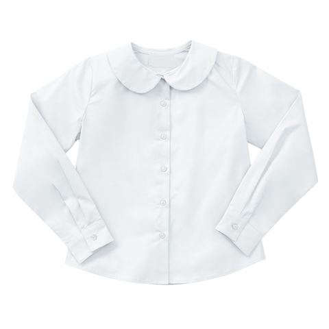 Highlands Christian School Long Sleeve Round Collar Blouse - White