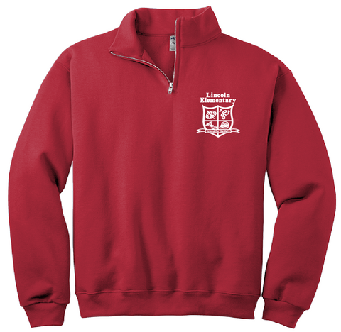 Lincoln Elementary 1/4 Zip Sweatshirt - Red - All Grades