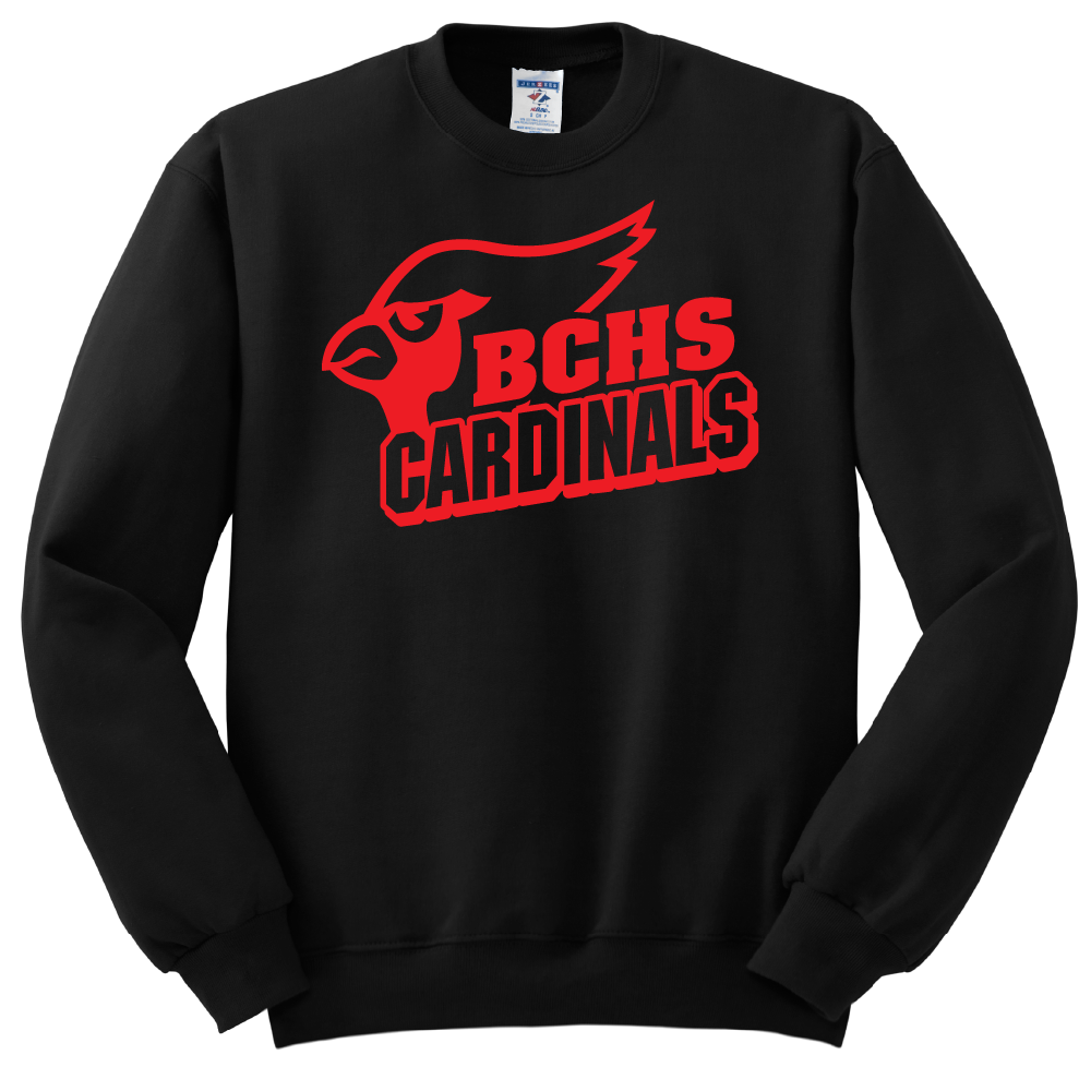 Belle Chasse High Full Chest Cardinal Crew Sweatshirt - Black